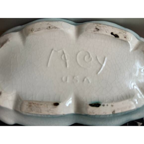 VERY rare McCoy Pottery HUMMINGBIRD double cache planter Pink Green 10+Inch - Picture 7 of 8